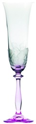 Casa Padrino conjunto de 6 copas de champán barroco de lujo púrpura Ø 7 x A. 24,5 cm - Copas de champán hechas a mano y grabadas a mano con diseño de flores - Accesorios para Hoteles y Restaurantes