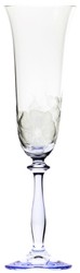 Casa Padrino luxury baroque champagne glass set of 6 blue Ø 7 x H. 24.5 cm - Handmade and hand engraved champagne glasses with flower design - Hotel & Restaurant Accessories