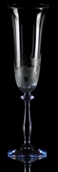 Casa Padrino luxury baroque champagne glass set of 6 blue Ø 7 x H. 24.5 cm - Handmade and hand engraved champagne glasses with flower design - Hotel & Restaurant Accessories