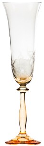 Casa Padrino set di 6 bicchieri da champagne barocco di lusso arancia Ø 7 x A. 24,5 cm - Bicchieri da champagne lavorati e incisi a mano con design floreale - Accessori per Hotel e Ristoranti