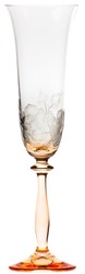 Casa Padrino conjunto de 6 copas de champán barroco de lujo naranja Ø 7 x A. 24,5 cm - Copas de champán hechas a mano y grabadas a mano con diseño de flores - Accesorios para Hoteles y Restaurantes