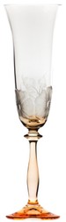 Casa Padrino conjunto de 6 copas de champán barroco de lujo naranja Ø 7 x A. 24,5 cm - Copas de champán hechas a mano y grabadas a mano con diseño de flores - Accesorios para Hoteles y Restaurantes