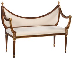 Casa Padrino panca Art Nouveau di lusso crema / marrone / oro - Panca in legno massello fatta a mano - Mobili da Soggiorno Barocco e Art Nouveau