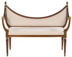 Casa Padrino panca Art Nouveau di lusso crema / marrone / oro - Panca in legno massello fatta a mano - Mobili da Soggiorno Barocco e Art Nouveau