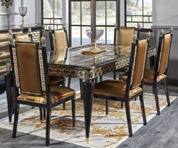 Casa Padrino set di sedie per sala da pranzo barocco di lusso oro / nero - Set di 6 sedie da cucina fatto a mano - Mobili per sala da pranzo barocco - Nobile e Splendido

