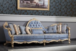 Casa Padrino set da salotto barocco di lusso azzurro / bianco / oro antico - 2 Divani e 2 Poltrone e 1 Tavolo da Salotto e 2 Tavolini - Mobili soggiorno barocco - Nobile e Magnifico
