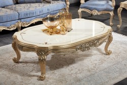 Casa Padrino set da salotto barocco di lusso azzurro / bianco / oro antico - 2 Divani e 2 Poltrone e 1 Tavolo da Salotto e 2 Tavolini - Mobili soggiorno barocco - Nobile e Magnifico