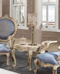 Casa Padrino set da salotto barocco di lusso azzurro / bianco / oro antico - 2 Divani e 2 Poltrone e 1 Tavolo da Salotto e 2 Tavolini - Mobili soggiorno barocco - Nobile e Magnifico