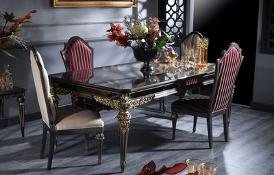Casa Padrino ensemble de salle à manger baroque de luxe - 1 Table à Manger et 6 Chaises de Salle à Manger - Meubles de salle à manger fait main de style baroque