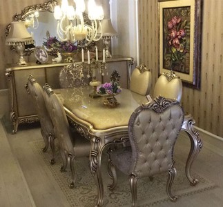 Casa Padrino ensemble de salle à manger baroque de luxe - 1 Table à Manger et 6 Chaises de Salle à Manger - Magnifique meubles de salle à manger baroques