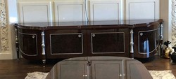 Casa Padrino armoire TV baroque de luxe marron / argent - Buffet de salon noble avec 4 portes - Meubles baroques de haute qualité
