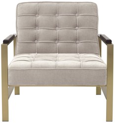 Casa Padrino luxury armchair sand / brass / black 70.5 x 80.5 x H. 75 cm - Living room armchair with stainless steel frame - Luxury living room furniture