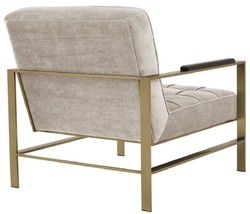 Casa Padrino luxury armchair sand / brass / black 70.5 x 80.5 x H. 75 cm - Living room armchair with stainless steel frame - Luxury living room furniture