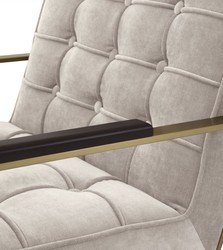 Casa Padrino luxury armchair sand / brass / black 70.5 x 80.5 x H. 75 cm - Living room armchair with stainless steel frame - Luxury living room furniture
