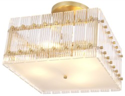 Casa Padrino lampe de couverture de luxe laiton antique / blanc 45 x 45 x H. 22 cm - Lampe de couverture carré en verre - Lampes de couverture modernes