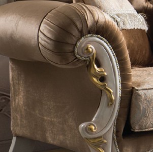 Casa Padrino Luxus Barock Sofa Braun / Silber / Weiß / Gold - Handgefertigtes Wohnzimmer Sofa mit elegantem Muster - Barock Wohnzimmer Möbel - Edel & Prunkvoll
