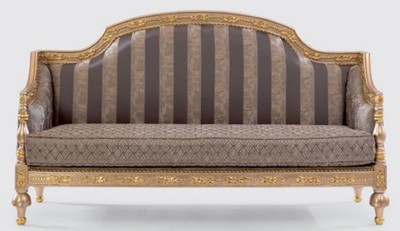 Casa Padrino canapé baroque de luxe gris / argent / or - Magnifique canapé de salon au motif élégant - Mobilier de style baroque