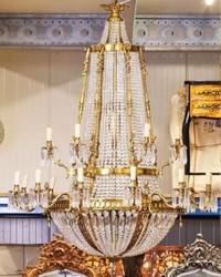 Casa Padrino lampadario barocco di lusso in cristallo oro Ø 90 x A. 140 cm - Magnifico lampadario in stile barocco - Luci in cristallo barocco