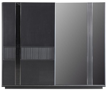 Casa Padrino armoire de chambre de luxe gris / noir / argent 260 x 72 x H. 218 cm - Armoire en bois massif noble avec 2 portes coulissantes - Meuble de chambre de luxe