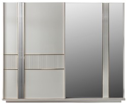 Casa Padrino armario de dormitorio de lujo blanco / oro 260 x 72 x A. 218 cm - Armario de madera maciza noble con 2 puertas correderas - Muebles de dormitorio de lujo