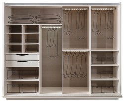 Casa Padrino armario de dormitorio de lujo blanco / oro 260 x 72 x A. 218 cm - Armario de madera maciza noble con 2 puertas correderas - Muebles de dormitorio de lujo