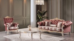 Luxus Barock Wohnzimmer Möbel Set Rot Weiß Gold Luxury Baroque Living Room Furniture Set Red White Gold 