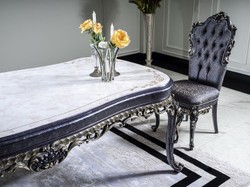 Casa Padrino set di sedie per sala da pranzo barocco di lusso blu / oro - Set di 6 sedie da cucina fatto a mano - Mobili per sala da pranzo barocco - Nobile e Splendido

