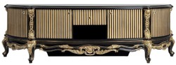 Casa Padrino luxury baroque TV cabinet black / gold - Magnificent solid wood sideboard with 4 doors and drawer - Baroque living room furniture