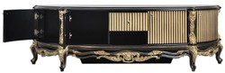 Casa Padrino luxury baroque TV cabinet black / gold - Magnificent solid wood sideboard with 4 doors and drawer - Baroque living room furniture
