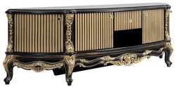 Casa Padrino luxury baroque TV cabinet black / gold - Magnificent solid wood sideboard with 4 doors and drawer - Baroque living room furniture