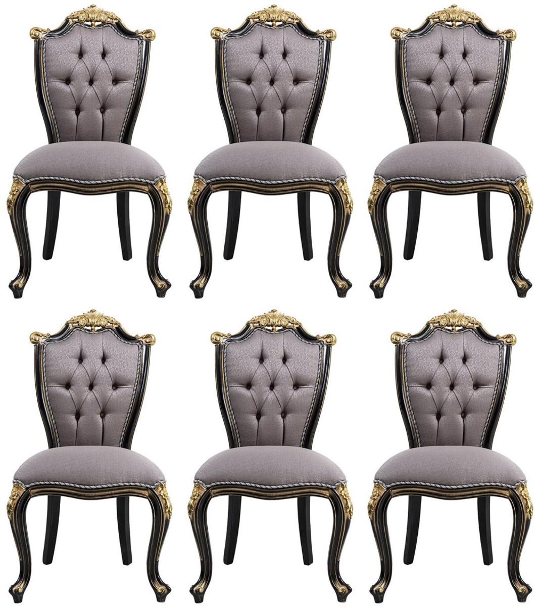 Casa Padrino set di sedie per sala da pranzo barocco di lusso argento / nero / oro - Set di 6 sedie da cucina fatto a mano - Mobili per sala da pranzo barocco - Nobile e Splendido
Casa Padrino set di sedie per sala da pranzo barocco di lusso argento / nero / oro - Set di 6 sedie da cucina fatto a mano - Mobili per sala da pranzo barocco - Nobile e Splendido