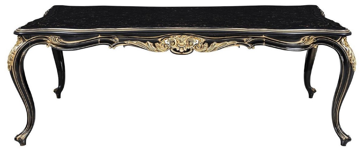 Casa Padrino Luxury Baroque Dining Table Black / Gold - Noble Solid Wood Dining Room Table - Baroque Dining Room Furniture - Noble & Magnificent Casa Padrino Luxury Baroque Dining Table Black / Gold - Noble Solid Wood Dining Room Table - Baroque Dining Room Furniture - Noble & Magnificent