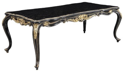 Casa Padrino tavolo da pranzo barocco di lusso nero / oro - Tavolo da pranzo in legno massello nobile - Mobili da pranzo in stile barocco - Nobile e Magnifico Casa Padrino tavolo da pranzo barocco di lusso nero / oro - Tavolo da pranzo in legno massello nobile - Mobili da pranzo in stile barocco - Nobile e Magnifico