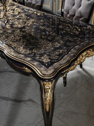 Casa Padrino Luxury Baroque Dining Table Black / Gold - Noble Solid Wood Dining Room Table - Baroque Dining Room Furniture - Noble & Magnificent