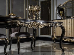 Casa Padrino Luxury Baroque Dining Table Black / Gold - Noble Solid Wood Dining Room Table - Baroque Dining Room Furniture - Noble & Magnificent