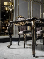Casa Padrino Luxury Baroque Dining Table Black / Gold - Noble Solid Wood Dining Room Table - Baroque Dining Room Furniture - Noble & Magnificent