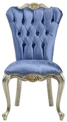 Casa Padrino ensemble de chaises de salle à manger baroque de luxe bleu / argent / or - Ensemble de 6 chaises de cuisine fait main - Mobilier de salle à manger baroque - Noble & Splendid