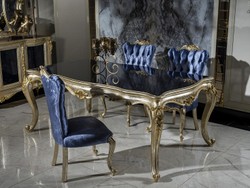 Casa Padrino ensemble de chaises de salle à manger baroque de luxe bleu / argent / or - Ensemble de 6 chaises de cuisine fait main - Mobilier de salle à manger baroque - Noble & Splendid Casa Padrino ensemble de chaises de salle à manger baroque de luxe bleu / argent / or - Ensemble de 6 chaises de cuisine fait main - Mobilier de salle à manger baroque - Noble & Splendid