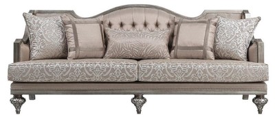 Casa Padrino Luxus Barock Wohnzimmer Set Rosa / Silber - 2 Sofas & 2 Sessel & 1 Couchtisch - Handgefertigte Wohnzimmer Möbel im Barockstil - Edel & Prunkvoll