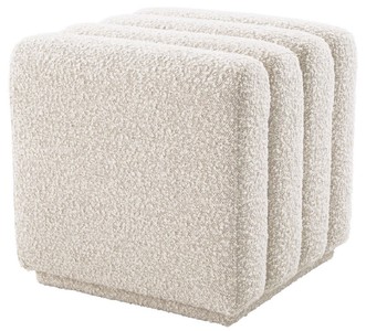 Casa Padrino Luxus Hocker Cremefarben 47 x 46 x H. 46 cm - Gepolsterter Wohnzimmer Sitzhocker - Luxus Möbel