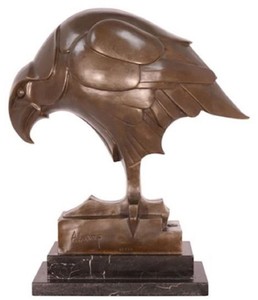 Casa Padrino escultura de bronce Art Deco de lujo águila bronce / negro 16,8 x 34,2 x A. 39,6 cm - Figura de Bronce con Base de Mármol - Accesorios Deco