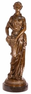 Casa Padrino escultura de bronce Art Nouveau de lujo dama bronce / negro 29 x 24,8 x A. 85 cm - Elegante figura de bronce con base de mármol - Accesorios de decoración Barroco y Art Nouveau