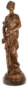 Casa Padrino escultura de bronce Art Nouveau de lujo dama bronce / negro 26,4 x 24,8 x A. 85,6 cm - Elegante figura de bronce con base de mármol - Accesorios de decoración Barroco y Art Nouveau
