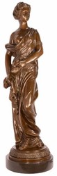 Casa Padrino sculpture en bronze Art Nouveau de luxe dame bronze / noir 26,4 x 24,8 x H. 85,6 cm - élégante figure en bronze avec socle en marbre - Accessoires de Décoration Baroque & Art Nouveau
