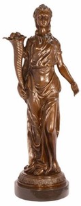 Casa Padrino sculpture en bronze Art Nouveau de luxe dame bronze / noir 36 x 24,8 x H. 85,4 cm - élégante figure en bronze avec socle en marbre - Accessoires de Décoration Baroque & Art Nouveau