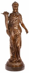 Casa Padrino luxury Art Nouveau bronze sculpture lady bronze / black 36 x 24.8 x H. 85.4 cm - Elegant bronze figure with marble base - Baroque & Art Nouveau Decorative Accessories