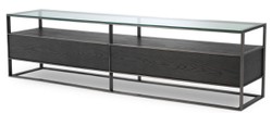 Casa Padrino Cabinet de Télévision de Luxe Gris / Noir 220 x 46 x H. 56,5 cm - Buffet avec Plateau en Verre et 2 Tiroirs - Meubles de Salon de Luxe