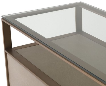 Casa Padrino Luxus Fernsehschrank 220 x 46 x H. 56,5 cm - Sideboard mit Glasplatte und 2 Schubladen - Luxus Wohnzimmer Möbel