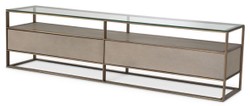 Casa Padrino Armadio TV di Lusso 220 x 46 x H. 56,5 cm - Armadio Soggiorno con Piano in Vetro e 2 Cassetti - Mobili da Soggiorno di Lusso