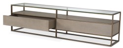 Casa Padrino Armadio TV di Lusso 220 x 46 x H. 56,5 cm - Armadio Soggiorno con Piano in Vetro e 2 Cassetti - Mobili da Soggiorno di Lusso